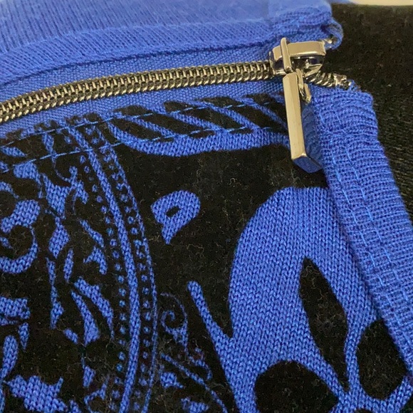 Onque Casual blue/blk longsleeves Tunic sweater -size Medium - Picture 6 of 11